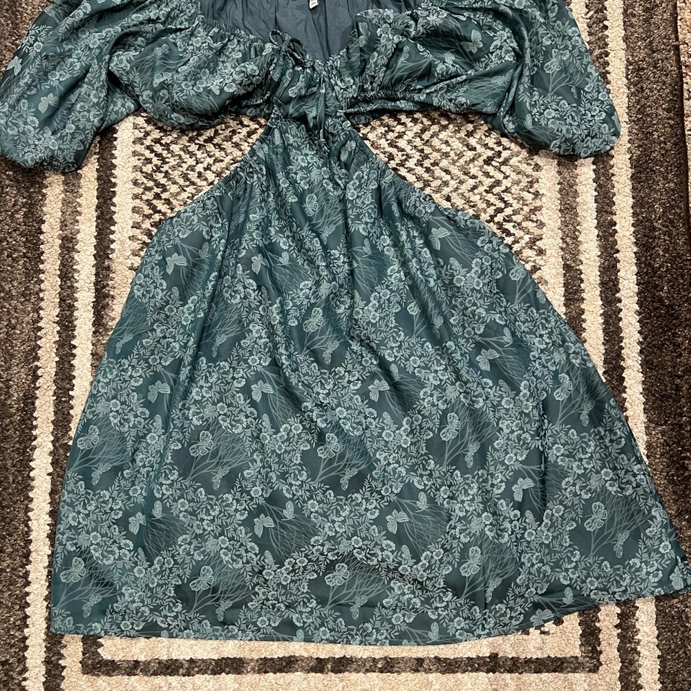 Pretty Garbage Elegant Teal Floral Dress